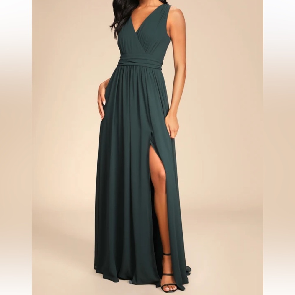 Lulus Thoughts‎ of Hue Emerald Green Surplice Maxi Dress Size Medium
